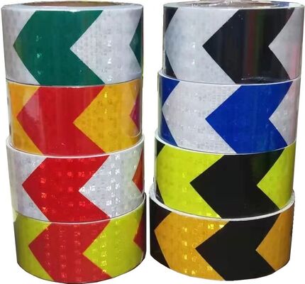 Arrow-shaped Red/Blue/Yellow Prismatic Self Adhesive Tearable PP Reflective Tape for Automotive Marking