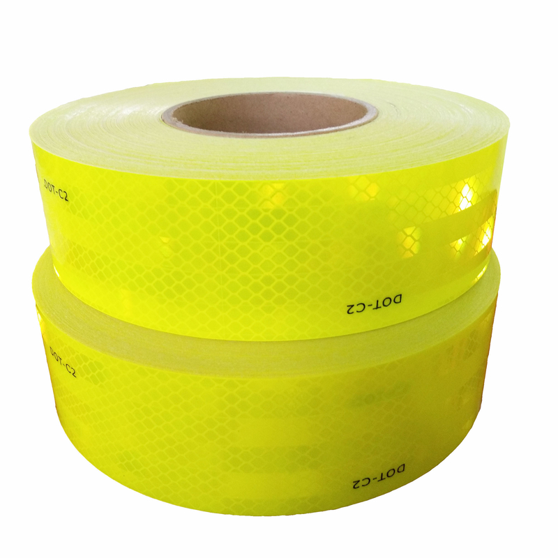 Nastro riflettente fluorescente giallo calce verde di alta intensità di diamante di grado prismatico riflettente per camion