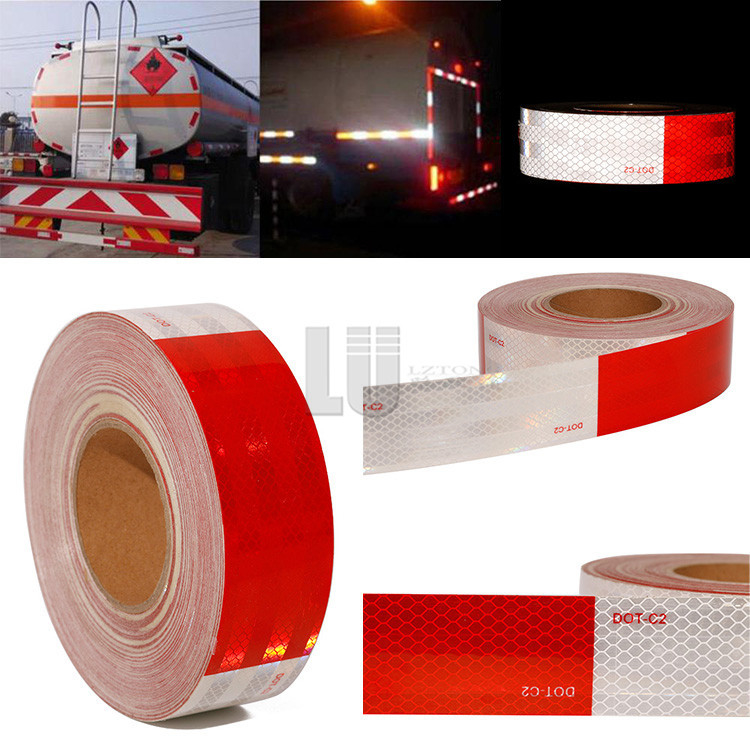 Certificato fornito 2'' Avvertenza Bianco Rosso Conspicuità DOT-C2 Nastro Riflettente Per Camion