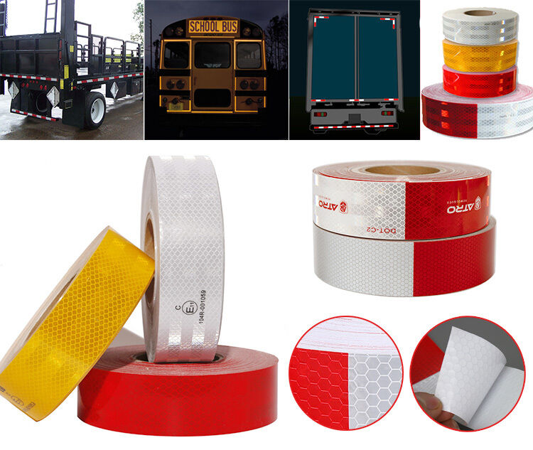 Accessori per auto Mirco di grado diamante prismatico riflettore avvertimento giallo riflettore di sicurezza adesivo rotolo nastro riflettente per camion