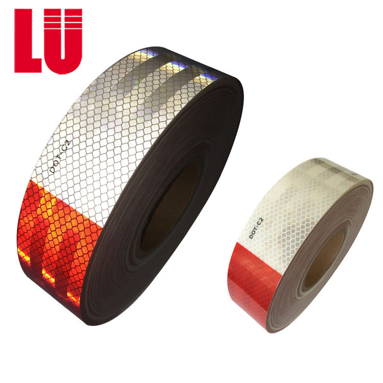 2 pollici Bianco + Rosso Diamante di grado di sicurezza del camion Materiale riflettente Retro Riflettente Adesivo di conspicuità Nastro DOT-C2