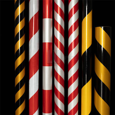 Pellicola riflettente diagonale Nastro riflettente rosso e bianco Nastro di avvertenza per la sicurezza stradale Pellicola riflettente gialla e nera